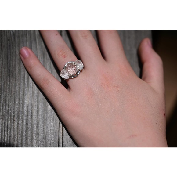 Alternative Engagement Ring Raw rustic Boho Promise Ring dainty unique s… - Picture 4 of 4